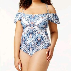 Becca Plus Size Naples Off-The-Shoulder One-Piece